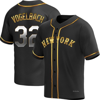 Men's Daniel Vogelbach New York Mets Replica Black Golden Alternate Jersey