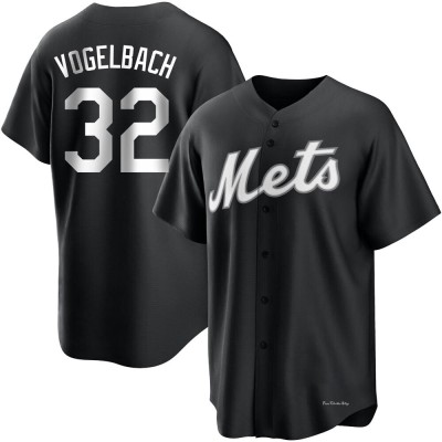 Men's Daniel Vogelbach New York Mets Replica Black/White Jersey