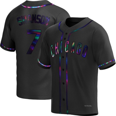 Men's Dansby Swanson Chicago Cubs Replica Black Holographic Alternate Jersey