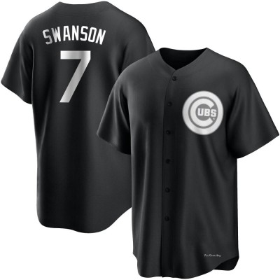 Men's Dansby Swanson Chicago Cubs Replica Black/White Jersey