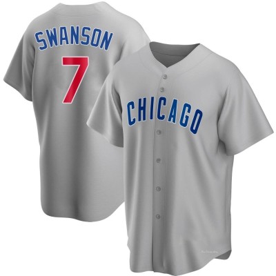 Men's Dansby Swanson Chicago Cubs Replica Gray Road Jersey