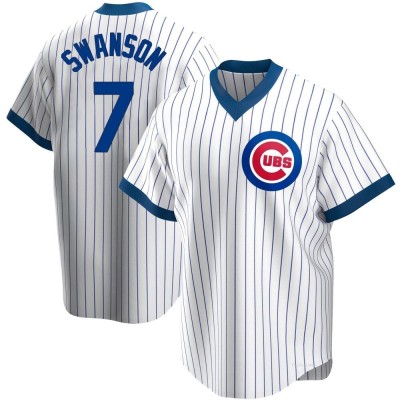 Men's Dansby Swanson Chicago Cubs Replica White Home Cooperstown Collection Jersey