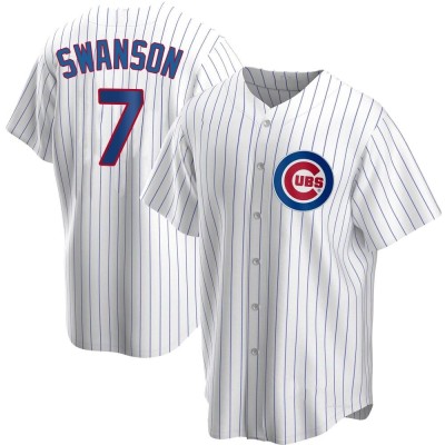 Men's Dansby Swanson Chicago Cubs Replica White Home Jersey