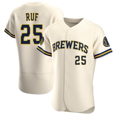 Men's Darin Ruf Milwaukee Brewers Authentic Cream Home Jersey