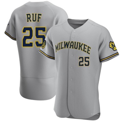 Men's Darin Ruf Milwaukee Brewers Authentic Gray Road Jersey