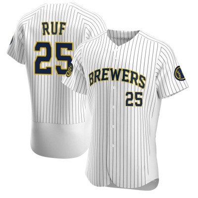 Men's Darin Ruf Milwaukee Brewers Authentic White Alternate Jersey