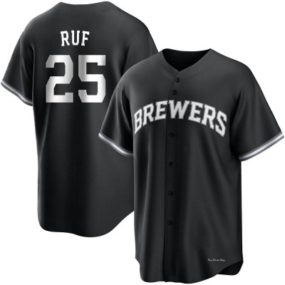 Men's Darin Ruf Milwaukee Brewers Replica Black/White Jersey