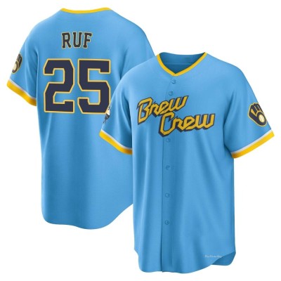 Men's Darin Ruf Milwaukee Brewers Replica Blue Powder 2022 City Connect Jersey