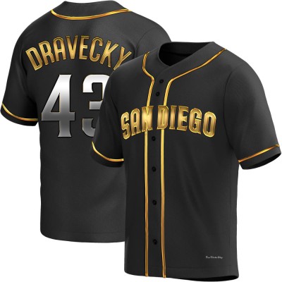 Men's Dave Dravecky San Diego Padres Replica Black Golden Alternate Jersey