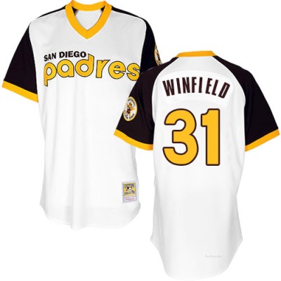 Men's Dave Winfield San Diego Padres Authentic White Throwback Jersey