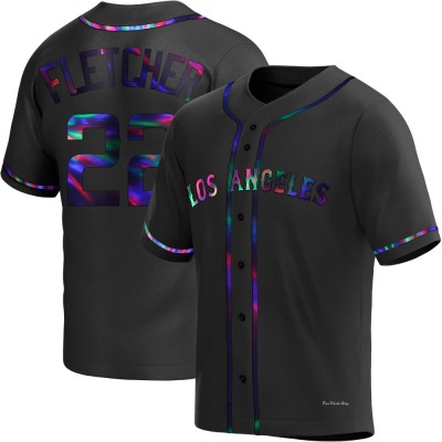 Men's David Fletcher Los Angeles Angels Replica Black Holographic Alternate Jersey