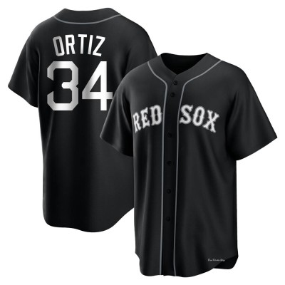 Men's David Ortiz Boston Red Sox Replica Black/White Jersey