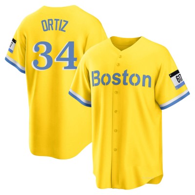 Men's David Ortiz Boston Red Sox Replica Gold/Light Blue 2021 City Connect Player Jersey