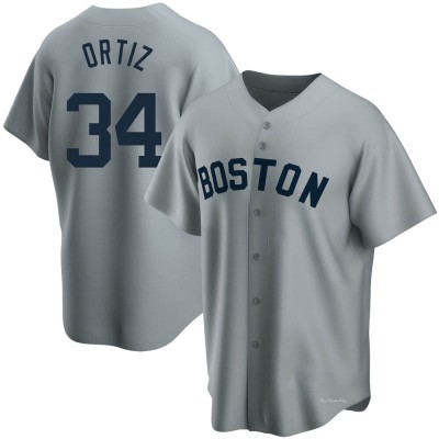 Men's David Ortiz Boston Red Sox Replica Gray Road Cooperstown Collection Jersey