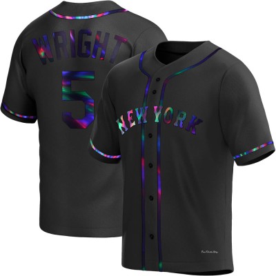 Men's David Wright New York Mets Replica Black Holographic Alternate Jersey