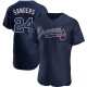 Men's Deion Sanders Atlanta Braves Authentic Navy Alternate Team Name Jersey