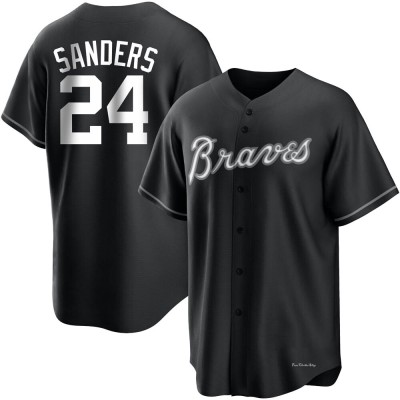 Men's Deion Sanders Atlanta Braves Replica Black/White Jersey