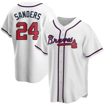 Men's Deion Sanders Atlanta Braves Replica White Home Jersey