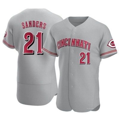 Men's Deion Sanders Cincinnati Reds Authentic Gray Road Jersey