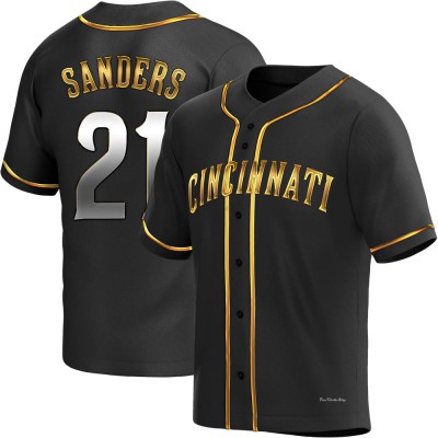 Men's Deion Sanders Cincinnati Reds Replica Black Golden Alternate Jersey