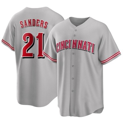 Men's Deion Sanders Cincinnati Reds Replica Gray Road Jersey