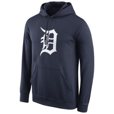 Men's Detroit Tigers Navy Logo Performance Pullover Hoodie -