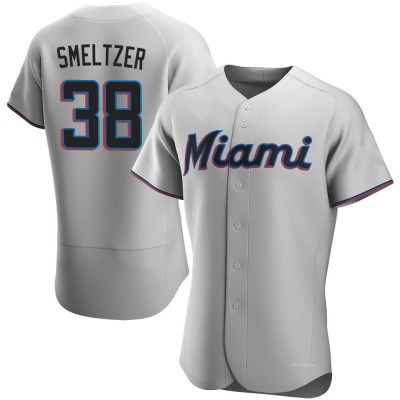 Men's Devin Smeltzer Miami Marlins Authentic Gray Road Jersey