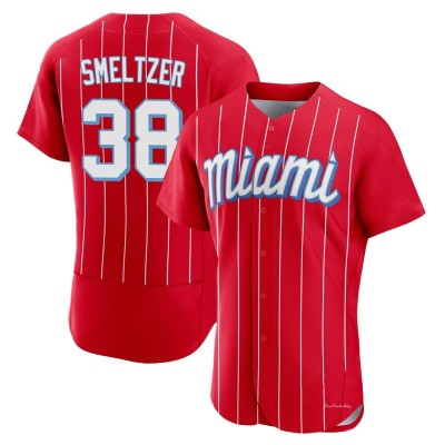 Men's Devin Smeltzer Miami Marlins Authentic Red 2021 City Connect Jersey