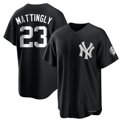 Men's Don Mattingly New York Yankees Replica Black/White Jersey