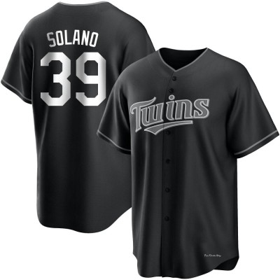 Men's Donovan Solano Minnesota Twins Replica Black/White Jersey