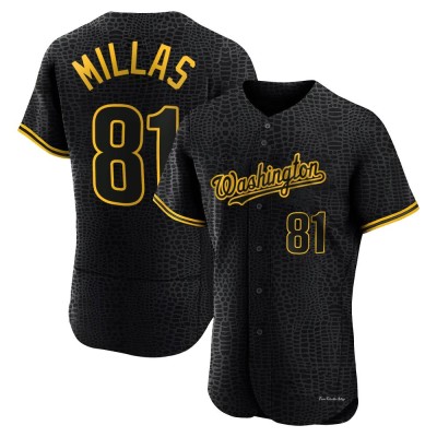 Men's Drew Millas Washington Nationals Authentic Black Snake Skin City Jersey