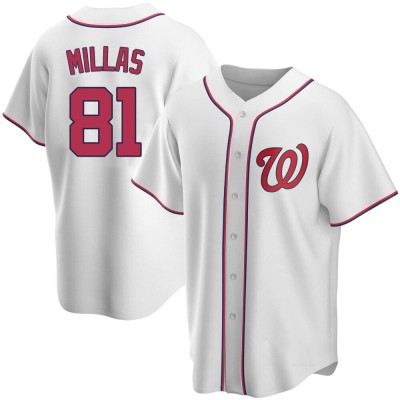 Men's Drew Millas Washington Nationals Replica White Home Jersey