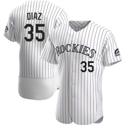 Men's Elias Diaz Colorado Rockies Authentic White Home Jersey