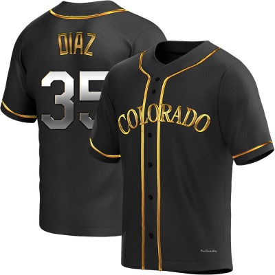 Men's Elias Diaz Colorado Rockies Replica Black Golden Alternate Jersey