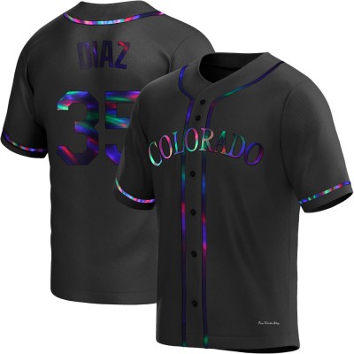 Men's Elias Diaz Colorado Rockies Replica Black Holographic Alternate Jersey