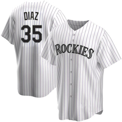 Men's Elias Diaz Colorado Rockies Replica White Home Jersey