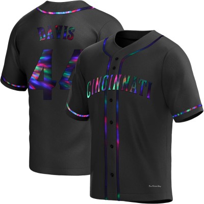 Men's Eric Davis Cincinnati Reds Replica Black Holographic Alternate Jersey