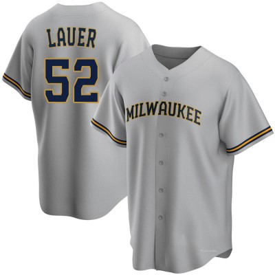 Men's Eric Lauer Milwaukee Brewers Replica Gray Road Jersey