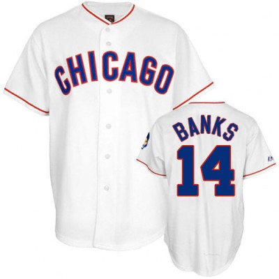 Men's Ernie Banks Chicago Cubs Authentic White 1968 Throwback Jersey