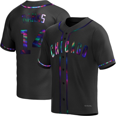 Men's Ernie Banks Chicago Cubs Replica Black Holographic Alternate Jersey