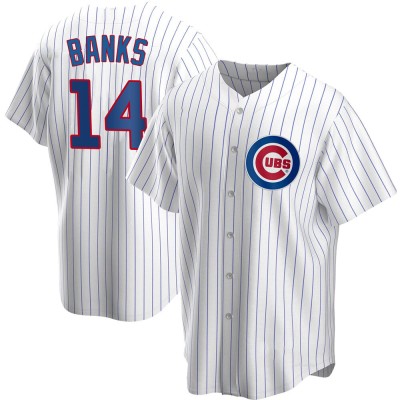 Men's Ernie Banks Chicago Cubs Replica White Home Jersey