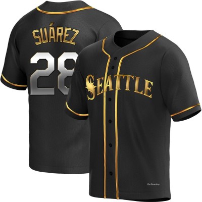 Men's Eugenio Suarez Seattle Mariners Replica Black Golden Alternate Jersey