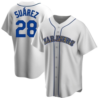 Men's Eugenio Suarez Seattle Mariners Replica White Home Cooperstown Collection Jersey