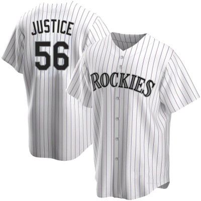 Men's Evan Justice Colorado Rockies Replica White Home Jersey