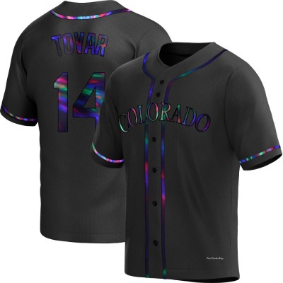 Men's Ezequiel Tovar Colorado Rockies Replica Black Holographic Alternate Jersey