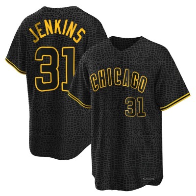 Men's Ferguson Jenkins Chicago Cubs Replica Black Snake Skin City Jersey