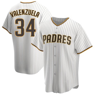 Men's Fernando Valenzuela San Diego Padres Replica White/Brown Home Jersey