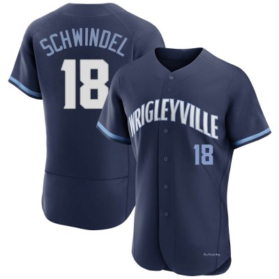 Men's Frank Schwindel Chicago Cubs Authentic Navy 2021 City Connect Jersey