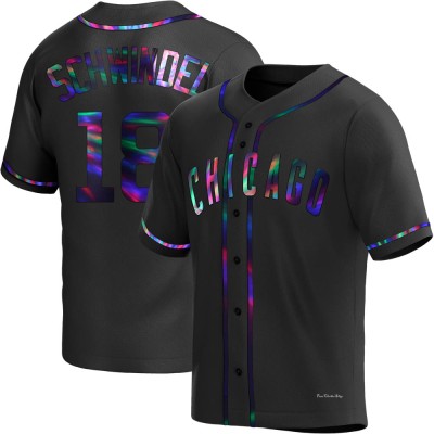 Men's Frank Schwindel Chicago Cubs Replica Black Holographic Alternate Jersey