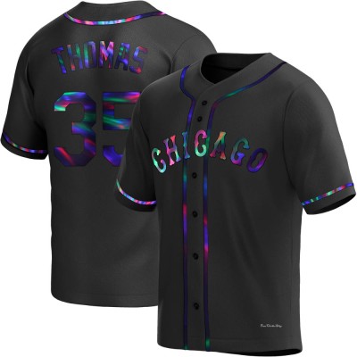 Men's Frank Thomas Chicago White Sox Replica Black Holographic Alternate Jersey